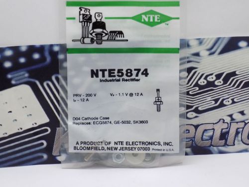 1x NTE NTE5874 Industrial Rectifier Diode 12A 200V DO-4= ECG5874,GE-5032 NEW