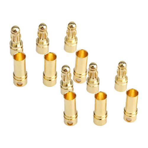 Gold Plated Bullet Banana Connectors For RC Battery  Set Of 2 3.5mm