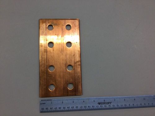 COPPER BUS BAR, 1/4&#034; x 4&#034; x 7-1/2&#034;, 8 PRE-PUNCHED HOLES FOR 1/2&#034; BOLTS