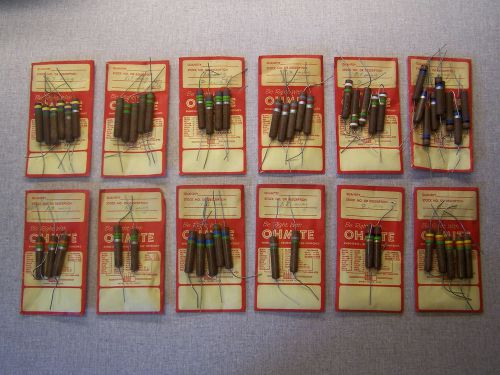 Lot of 52 - Vintage IRC Resistors 1.3 to 10 Meg Ohm 2 Watt Carbon Composition