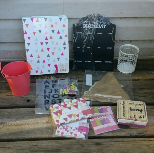 Target dollar spot lot triangle 3 ring binder, flags, memo pad, pencil cup,clips for sale