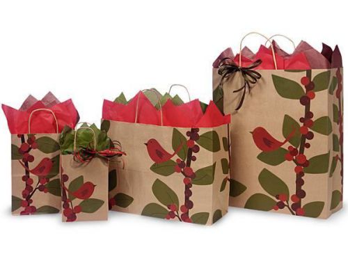 125 Cardinals and Red Berries Christmas Shopping Gift Bags Assortment Wholesale