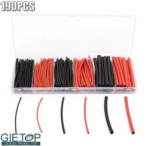 190pcs box Polyolefin 2:1 Heat Shrink Tubing Tube Sleeving Assorted Wrap Wire