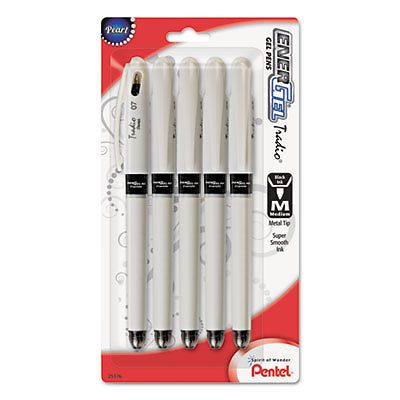 EnerGel Tradio Liquid Gel Pen, .7mm, Pearl Barrel, Black Ink BL117WBP5A
