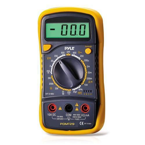 New Pyle PDMT29 Digital LCD Multimeter Range W/ Rubber Case And Stand AC DC Volt