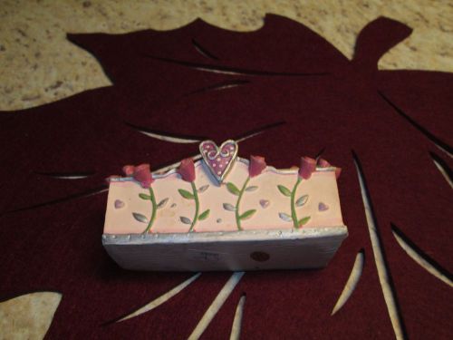 business card holder - sandcast with roses all around
