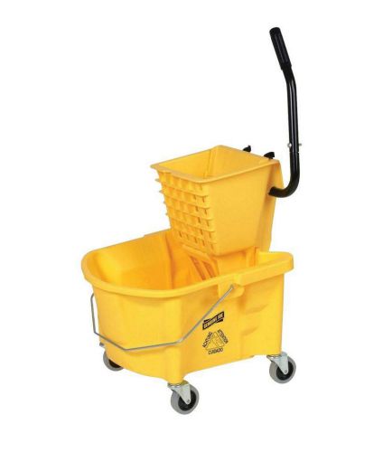 Genuine joe 6.5 gallon splash guard mop bucket and wringer combo system, yellow for sale