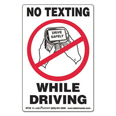 No Texting Self-Adhesive Label, 4 x 6, NO TEXTING WHILE DRIVING, 500/Roll