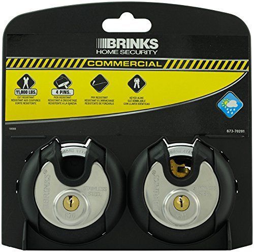 Brinks 673-70201 Home Security Commercial Discus Lock with Boron Shackle, 2-Pack