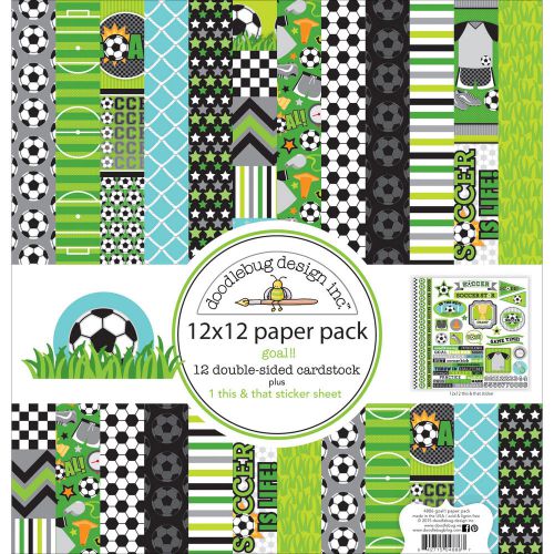 &#034;Doodlebug Double-Sided Paper Pack 12&#034;&#034;X12&#034;&#034;-Goal!!&#034;