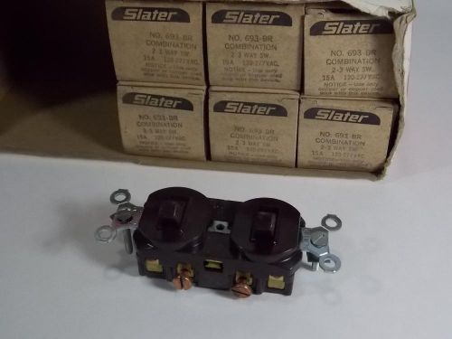 NOS LOT OF 7 SLATER 693-BROWN COMBINATION 2-3 WAY TOGGLE SWITCHES 15A 120-277