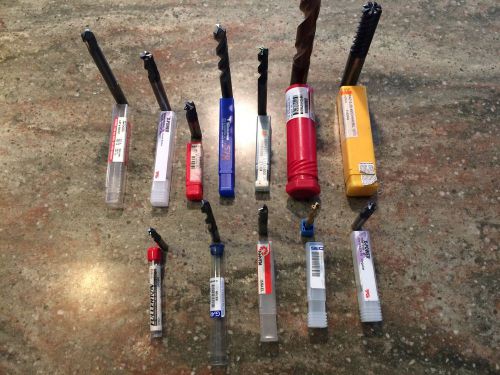 Lot of solid carbide endmills and drills sandvik seco accupro x power data flute for sale
