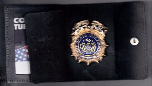 Nypd police commissioner style badge cut-out &amp; id card snap wallet for sale