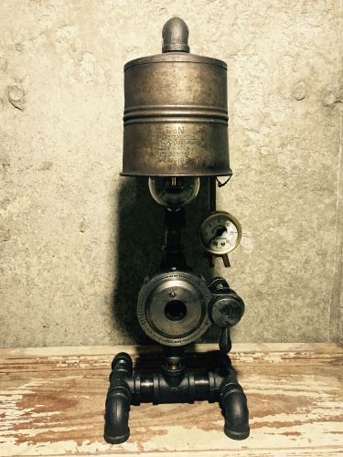 NEW~!!  Steampunk Lamp Industrial Table Art Vintage Pressure Gauge Brass Fitting