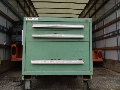 Stanley vidmar green 3 drawer tool cabinet box storage shop mechanic chest for sale