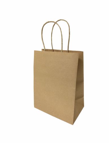 10 pcs - 6.25&#034;x3.75&#034;x8&#034; Brown Small Kraft Paper Bags, Shopping handles Gift Bags