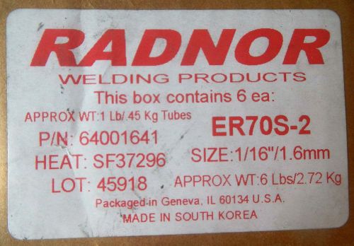Radnor 64001641 er70s-2 70s-2 carbon steel tig welding rod 1/16&#034; x 36&#034; qty 6 1lb for sale