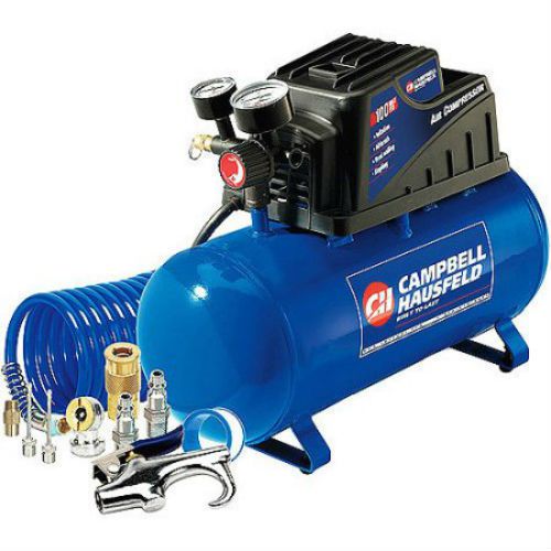 Campbell hausfeld 3 gallon, 110psi air compressor &amp; 11pc accessory set bundle for sale