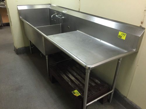 Custom Made Stainless Steel 2 Compartment Sink W/ Right Drainboard &amp; Backsplash