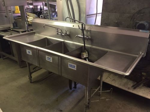 3 Compartment Sink w/Drainboards Commercial Restaurant Grocery Store Heavy Duty