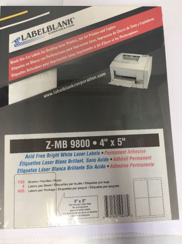 100 Sheets - 400 Laser Inkjet Shipping Labels 5&#034; x 4&#034; Permanent Adhesive NEW