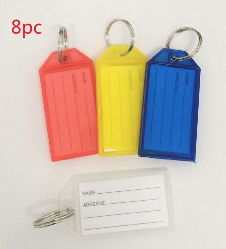 8pc Key ID Label Tags Key Ring Holder Tags Key Chain With Write-on Label Window