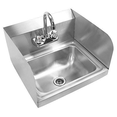 Commercial touch on faucets nsf stainless steel sink w/ faucet sidesplashes - for sale