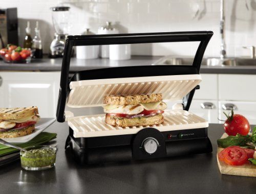 Oster DuraCeramic Panini Maker Free Of PTFE &amp; PFOA Chemicals Easy Clean Up
