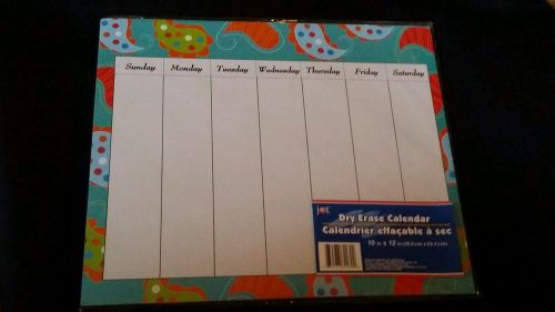Dry Erase Calendar Board , 10 x 12 Sunday -Saturday Weekdays