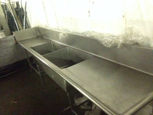 Huge 140&#034; 2 Compartment Sink Heavy Duty Stainless Commercial Pet Wash Prep Parts