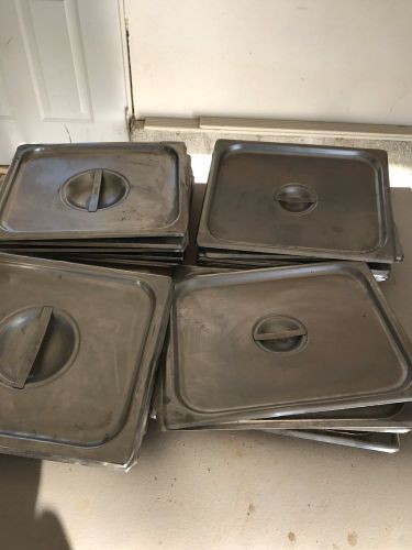 USED LOT of 30  Stainless Steel Restaurant Tray Lids 10 1/2 x 12 3/4 x 1/2&#034;