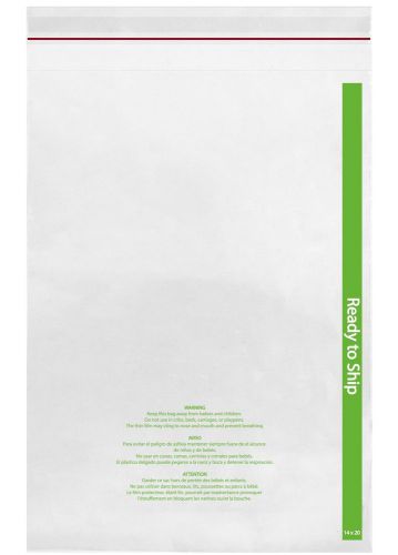200 clear peel and seal 1.5 mil poly bags with suffocation warning print (14x... for sale