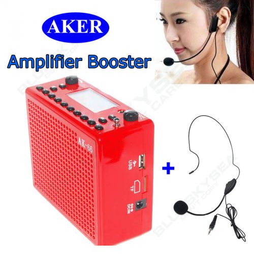 Aker AK66 Waistband Voice Amplifier Booster + Headset Microphone For Teacher Red