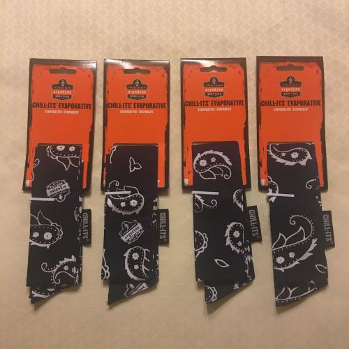 Lot of 4 ergodyne chill-its® 6700 evaporative cooling bandana - ties for sale