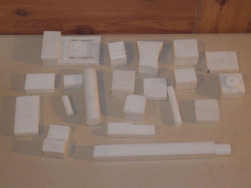 Lot of white teflon ptfe blocks, various thickness &amp; widths, plastic wholesale for sale