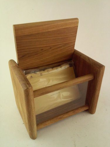 Wooden Business Card Files Holder With Paper Files
