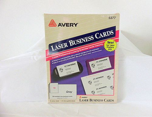 NEW Avery 5377 Laser Business Cards, Grey, 2&#034; x 3 1/2&#034;, 250 Cards