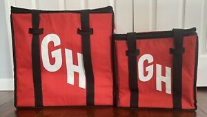 Grubhub Insulated Delivery Bag Set - 2 Bags 19&#034;x9&#034;x19&#034; &amp; 15&#034;x9&#034;x14&#034; Used
