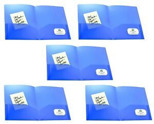 Avery Plastic Two-Pocket Folder, 20-Sheet Capacity, Translucent Blue, Pack of 5