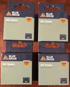 4 Packs of Blue Ridge 3/8&#034; Staples 1000pc each (4000 Staples Total) New In Box