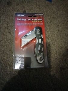 NEBO 5517 Knife Folding Box Cutter Utility Steel Quick Change Ergo Black White