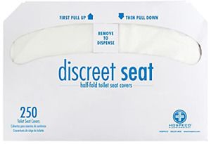 Hospeco Discreet Seat Half-Fold Toilet Seat Covers 20 Packs of 250 -