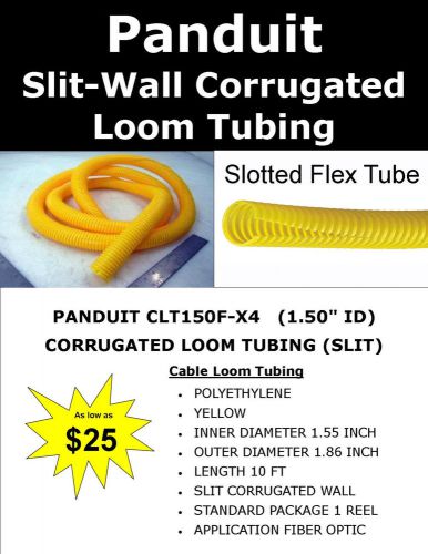 CLT150F-X4 Panduit 1 1/2 ” Yellow Corrugated Slit Wall Loom Tubing (500 in stock)