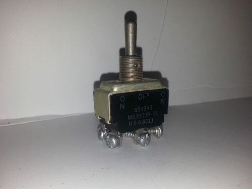 Mil. EATON Toggle On - Off - Momentary On Switch 2 P.D.T. 8832K6 MS35059-31