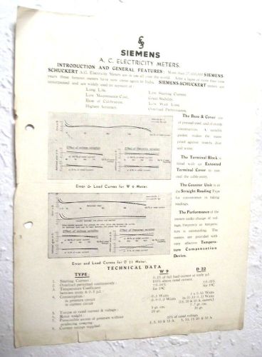 VTG BOOKLET CATALOG BROCHURE SIEMENS ELECTRICITY HOUR METERS GERMANY 1949