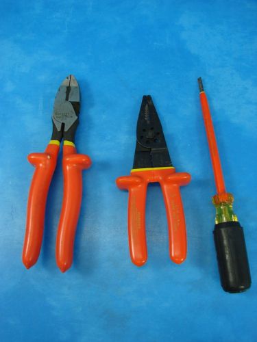 Lot crescent high voltage hand tools insulated screwdriver wire stripper pliers for sale
