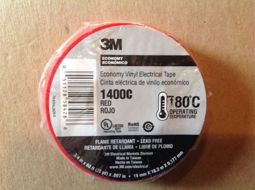 3M Vinyl Electrical Tape Red 1400 Brand New