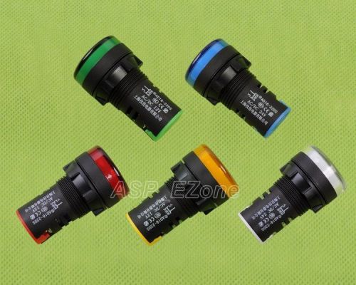 5PCS Red Green Yellow Blue White AD16-22DS LED indicator lights 12v 22MM