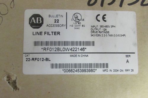 ALLEN BRADLEY 22 RF012 BL Power Flex Bulletin 22 Line Filter 12 AMP 380-480 V