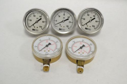 LOT 5 WEISS WIKA 0-30/100/400 PSI 2 - 2 1/2IN DIAL PRESSURE GAUGE B221385